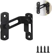 90 Degree Flip Barn Door Lock Pocket Bi-Fold Bathroom Lock Screen Door Stopper Lock Hook Eye Angle Door Latch Buckle Protect Privacy Security for Barn,Garden,Cabinet,Outdoor,Garage (3inch*Black)