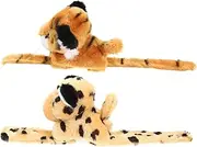 Toddmomy 2Pcs Animal Theme Plush Slap Wristbands Adorable Jungle Animal Slap Bands for Fun Party Favors Stuffed Bracelets Classroom Prizes and Birthday