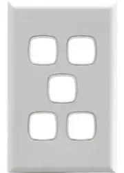 8x HPM EXCEL SWITCH COVERPLATES 5-Gangs Horizontal & Vertical, High Gloss, White
