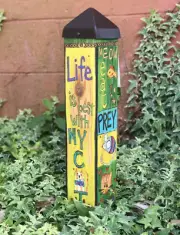 LESSONS FROM MY CAT 20" ART POLE CAT LOVE NEW Purr PerFecTioN! GARDEN ART PL1116