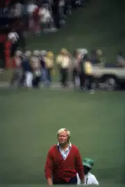 Jack Nicklaus walking course during Friday play at Augusta N - 1973 Old Photo