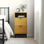 Rustic Pine Wood Nightstand with Drawers: Night Table for Living Room, Bedroom Storage – Bedside Furniture, Tables & Nightstands Station – Solid Wood, 40x35x80 cm