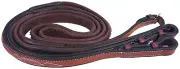 Marcel Toulouse Platinum Raised Fancy stitch Rubber Reins - Cognac - 57" & 59"