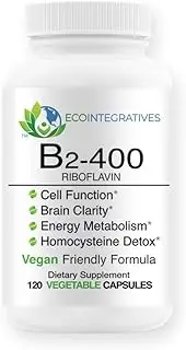 EcoIntegratives B2-400 Pure Riboflavin - Nervous System Health, Homocysteine Detox, Cardiovascular, Helps Boost Energy, Mental Clarity, Metabolism and Cell Function (120)