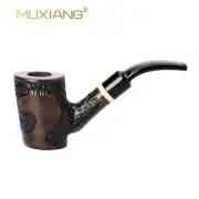 Wooden Poker Carved Tobacco Pipe 9mm Filter Bent Curved Stem Short Smoking Pipe