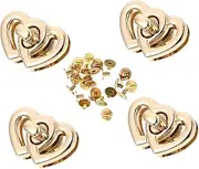 SHINEOFI 4pcs Heart Shape Turn Locks for Handbag Accessories Durable Buckles Easy to Install Antique Finish Replacement for Purses and Bags