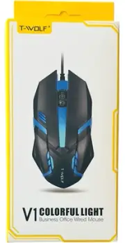 T-Wolf V1 Colorful Light Business Office Wired Mouse - NEW in Box