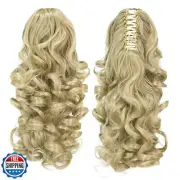 SWACC 12-Inch Short Screw Curls Claw Ponytail Extensions Synthetic Drawstring