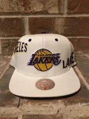 New Mitchell & Ness Los Angeles Lakers Big Logo NBA White Snapback Men Hat
