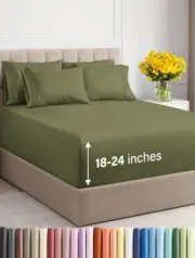 CGK Extra Deep King Sheet Set - 6 Piece Breathable & Cooling Sheets - Sage [D3]