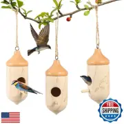Picowe 3Pack Hummingbird House Mini Wooden Bird House Hummingbird Swing Nest