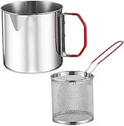 Amagogo Deep Frying Pot with Strainer Basket and Durable Handle, Style B Basket