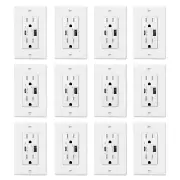 5.8A High-Speed USB Type C Wall Outlet Charger 15A Duplex TR Receptacle Plug ×12