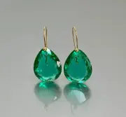 4Cut Pear Cut Simulated Emerald Teardrop Dangle Earring Sterling Silver 925