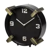 Mercana Metal Round Table Clock Agar Analog Industrial Mid-Century Modern Black