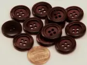 12 Reddish Brown Plastic Buttons 11/16" 18MM # 6121