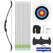 Outdoor Recurve Bow Arrow Set Archery Hunting Kit Shooting Target 40lbs Black