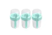 3x LocknLock To-Go 2-Way Food Container Storage w Fork Utensil 17.6cm Aqua