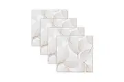 4pc Rayell Ceramic Printed Coaster Leaf Stencil Beige Drink Glass Holder Set