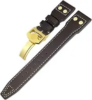 [BHUTMPJK] 20mm 21mm 22mm Leather Bronze Rivet Watchband Fit For IWC Bronze Big Pilot’s 18 Spitfire Watch Strap