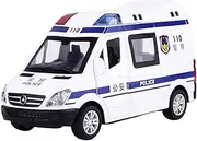 Die-cast 1:36 City Ambulance Model Cars Alloy Diecast Simulation SWAT Car Pull Back Sound Light Police Vehicle Collection Miniature Vehicle(Police White)