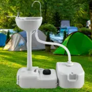 Portable Camping Outdoor Kitchen Sink Hand Wash Basin Foot Pump Stand Tank 43L