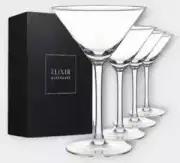 Martini Glasses Set of 4 ELIXIR GLASSWARE - Hand Blown Crystal Martini Glasses