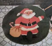 VTG 70's LARGE Santa Bernat Latch Hook Rug Kit 30" Diameter 1976 Rare HTF