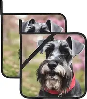 Well-Behaved Schnauzer Potholders BBQ Pot Holders for Heat Resistant Potholder, Hot Pads,Cooking Baking(2-Pack)