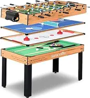 SereneLife Multi Game Table, 48" Sports Arcade Games with Accessories, Ping Pong, Hockey, Pool Billiards, Soccer Foosball All in One, for Indoor Outdoor, Family, Kids and Adults