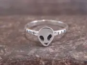 Native American Indian Sterling Silver Alien Ring - Lopez - Size 10