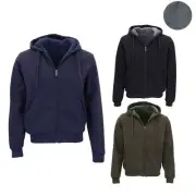 Men's Sherpa Lined Hoodie Jacket Zip Front Fleece Warm Winter Hooded Jumper