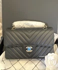 NWT! RARE 2021 Chanel Classic Small Black Chevron Caviar GHW Flap Bag Receipt