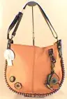 Chala Purse Handbag Leather Hobo Cross Body Convertible ButTerfly Pink