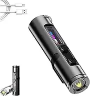 Mini - The Ultimate Everyday Micro Tool, Rechargeable LED Magnetic Super Bright Tactical Flashlight, Flashlight High Lumens with Hat Clip, Multitool, Waterproof, 3 Brightness for Men (Black)