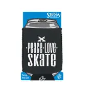 Peace Love Skate - Funny Novelty Stubby Holder With Base