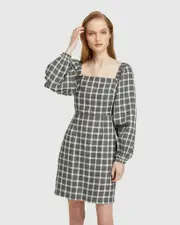 Cilly Check Linen Mini Dress