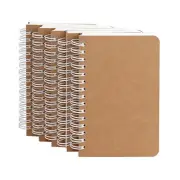 Kraft Cover Lay Flat Spiral Notebooks - Five Pack - A6 Sized - 180 Blank Pages