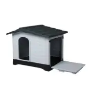 Dog Kennel Outdoor Indoor Pet Plastic Large House Weatherproof Grey