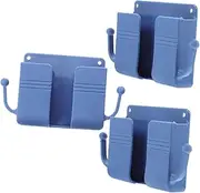 HOODANCOS 3pcs Wall Mount Phone Holder Adhesive Bedside Storage Organizer with Hooks for Remote Controls and Cell Phones for Office Bedroom Living