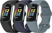 3 pack Sport Bands for Fitbit charge 6 Band/for Fitbit Charge 5 Band Women Men, Soft Silicone Strap Replacement Wristbands