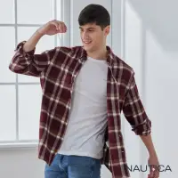 在飛比找momo購物網優惠-【NAUTICA】男裝 舒適百搭休閒格紋長袖襯衫(酒紅色)