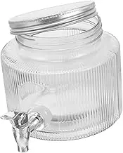 VICASKY Glass Beverage Dispenser with Spigot Capacity Jar for Parties Sealed Lid Design for Freshness Stylish Glass Drink Container for Juice Cocktails and More