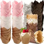 50pcs Tulip Muffin Cupcake Paper Cups Oilproof Cupcakes Liner Baking Muffin Box