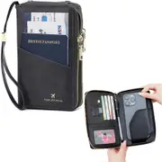 RFID Blocking Passport Wallet PU Document Organizer with Wristlet for Women