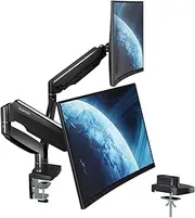 Dual Monitor Desk Mount up to 35 inches Screens, Max 28.6lbs Each, Heavy Duty Ultrawide Monitor Arm,Full Motion Height Adjustable Gas Spring Monitor Stand for 2 Screens, VESA 75x75mm&100x100mm