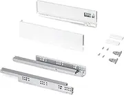 Emuca - Kitchen and Bathroom Drawer Kit Height 93mm Depth 400mm 30kg Soft Close Panels Not Included Steel White