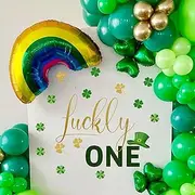 CIEQR Lucky One Birthday Decal - St Patrick's Day First Birthday Decorations Decal, Four Leaves Clover Shamrock Stickers for 1st Birthday Party, Anniversary, Baby Shower, Balloon Arch, Backdrop