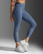 Form Stash Hi-Rise Compression 7/8 Tights with Pockets, 2XU, XL, Indigo/Indigo, Female