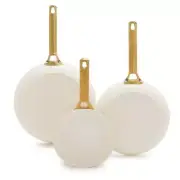 GreenPan Frying Pan Set 3-Piece+Aluminum+Ceramic Nonstick Coating Cloud Cream